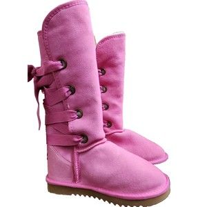 Ukala Australian Midcalf Pink Suede Boots US Size 5 Merino Wool Lining NEW